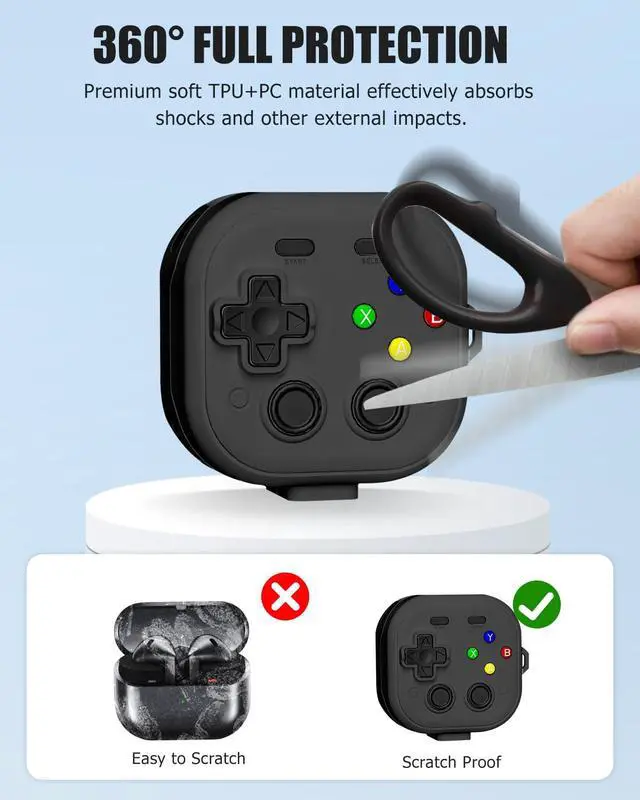 Alt view image 3 of 7 - for Samsung Galaxy Buds 4 pro/Buds 4 Case Cover,Cute Cartoon 3D Funny Game Player Design Protective PC+TPU Cover,with Keychain & Lanyard & Cleaner Kit,Black