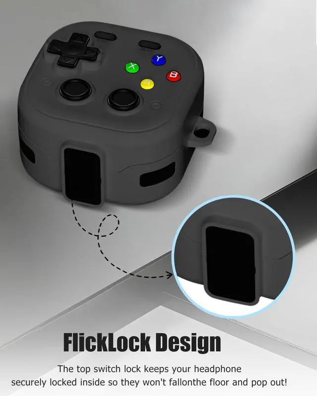 Alt view image 5 of 7 - for Samsung Galaxy Buds 4 pro/Buds 4 Case Cover,Cute Cartoon 3D Funny Game Player Design Protective PC+TPU Cover,with Keychain & Lanyard & Cleaner Kit,Black