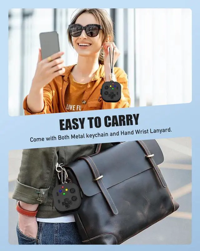 Alt view image 7 of 7 - for Samsung Galaxy Buds 4 pro/Buds 4 Case Cover,Cute Cartoon 3D Funny Game Player Design Protective PC+TPU Cover,with Keychain & Lanyard & Cleaner Kit,Black