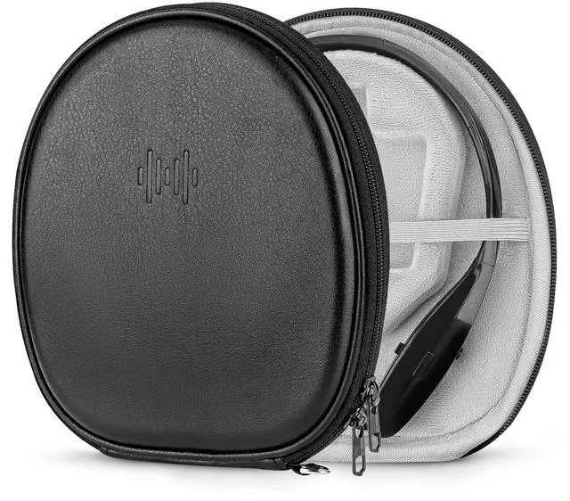Main image of Shield Hard Shell Case for Neckband Headphones, Compatible with LG HBS-920, HBS-750, HBS-910, Sony WI-C600N, Jabra Halo Fusion, Travel Carrying Case with Cable Storage, Black