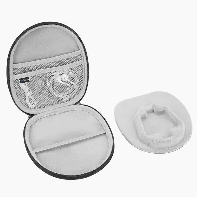 Alt view image 2 of 7 - Shield Hard Shell Case for Neckband Headphones, Compatible with LG HBS-920, HBS-750, HBS-910, Sony WI-C600N, Jabra Halo Fusion, Travel Carrying Case with Cable Storage, Black