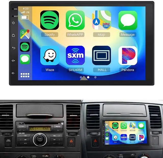 Main image of 7" Screen Car Radio for Nissan Versa 2007-2011 with CarPlay Android Auto | Car Radio Touch Screen for Versa GPS Bluetooth, WiFi, SWC, FM, Mic, WiFi, Backup Camera Double Din 4+64G