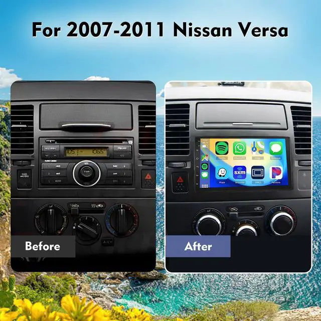Alt view image 2 of 7 - 7" Screen Car Radio for Nissan Versa 2007-2011 with CarPlay Android Auto | Car Radio Touch Screen for Versa GPS Bluetooth, WiFi, SWC, FM, Mic, WiFi, Backup Camera Double Din 4+64G