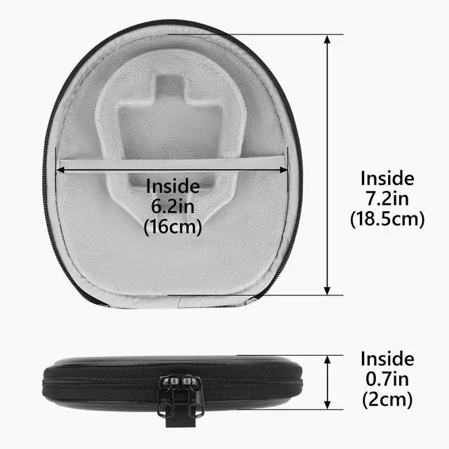 Alt view image 4 of 7 - Shield Hard Shell Case for Neckband Headphones, Compatible with LG HBS-920, HBS-750, HBS-910, Sony WI-C600N, Jabra Halo Fusion, Travel Carrying Case with Cable Storage, Black