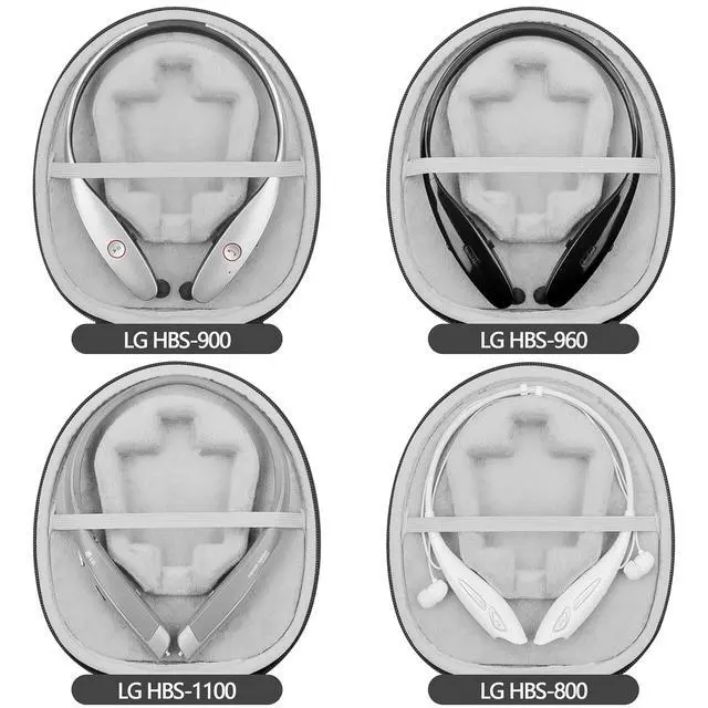 Alt view image 6 of 7 - Shield Hard Shell Case for Neckband Headphones, Compatible with LG HBS-920, HBS-750, HBS-910, Sony WI-C600N, Jabra Halo Fusion, Travel Carrying Case with Cable Storage, Black