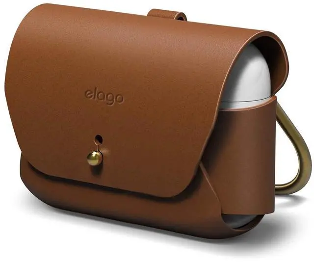 Main image of Leather Case for AirPods Pro 2 & 1 | Genuine Leather case with Keychain, Luxurious Colors, Brass Ring Holder, Great Protection (Brown)