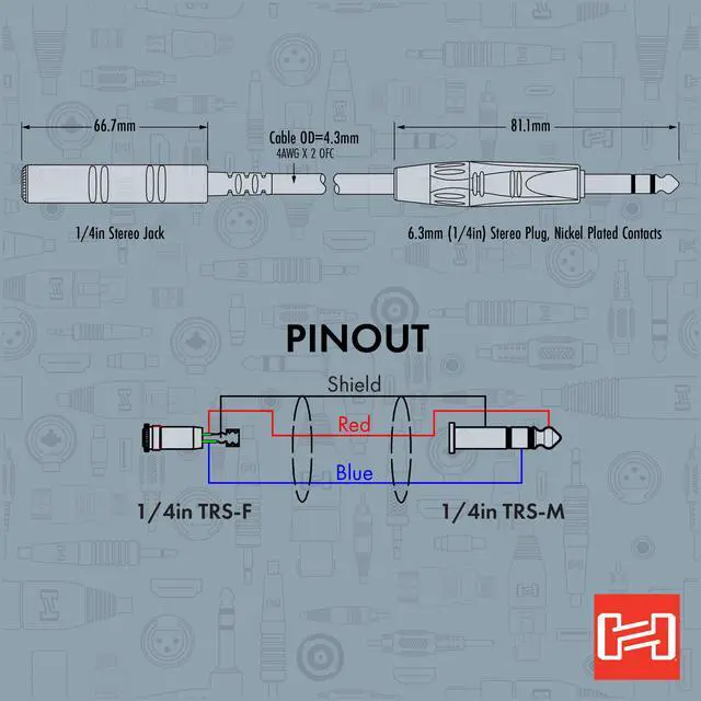Alt view image 5 of 6 - HXSS-025 Pro Headphone Extension Cable, REAN 1/4 Inches TRS to 1/4 Inches TRS, 25 Feet