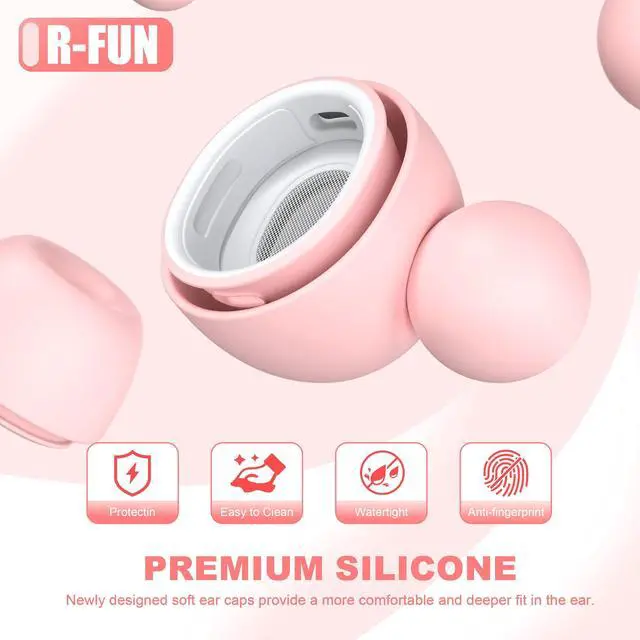 Alt view image 3 of 7 - for AirPods Pro 1st/2nd Gen (8 Earbud mounting Slots with Noise-canceling Holes and Built-in dust mesh), USB-C Charging Cradle, and Cleaning kit. 4 Pairs (XS/S/M/L), Pink