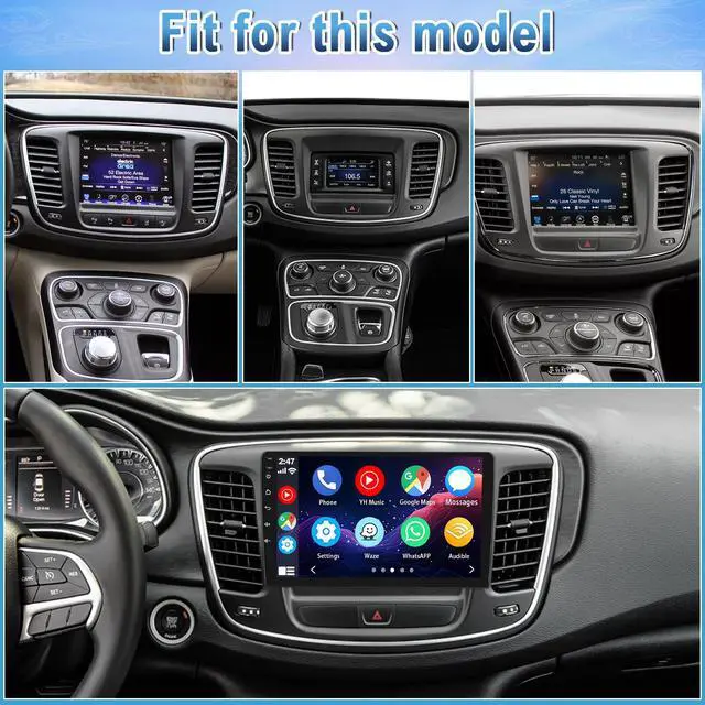 Alt view image 6 of 7 - 2 Din Car Stereo Upgrade Radio for Chrysler 200 200C 200S 2015-19 | Android 14 2G+32G 9" Touchscreen Carplay Android Auto GPS WiFi Bluetooth RDS DSP SWC Mirrorlink Mic Backup Camera