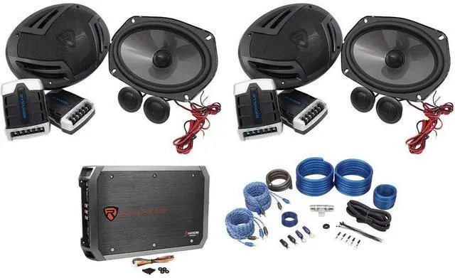 Main image of RV69.2C 6x9 Component Car Speaker 2-Pair with RXA-F1 Amplifier | 2000W Peak / 440W RMS Speaker 4-Pack, CEA Rated, 4 Ohm, RXA-F1 1600W Peak / 400W RMS Amp, RWK42 Kit, 6-Items