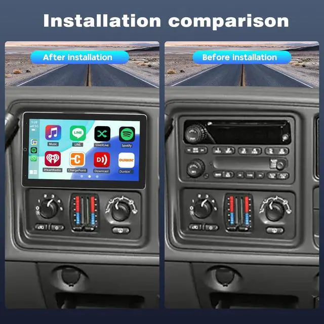 Alt view image 2 of 7 - 10.1" Rotatable Touch Screen Car Stereo for GMC Sierra 2003 2004 2005 2006 with Carplay/Android Auto, Touch Screen Car Stereo Radio Unit with Bluetooth SWC GPS WiFi BT FM RDS AM DSP Rear Camera