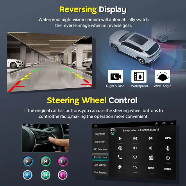 Alt view image 6 of 7 - 2Din Car Stereo Radio for Ford E150 E250 E350 Super Duty 1998-2008 | 2G+32G 7" Touchscreen Wireless Carplay Android Auto GPS WiFi Bluetooth RDS DSP SWC Mirrorlink Mic Backup Camera