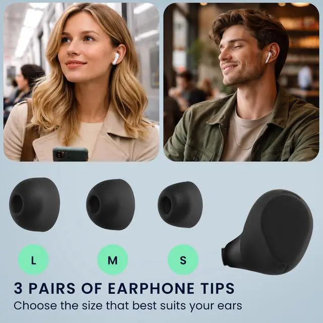 Alt view image 3 of 7 - 6X Silicone Ear Tips for Jabra Elite 8 Active - 3 Sizes - Replacement Earbud Tips for in-Ear Headphones - Black