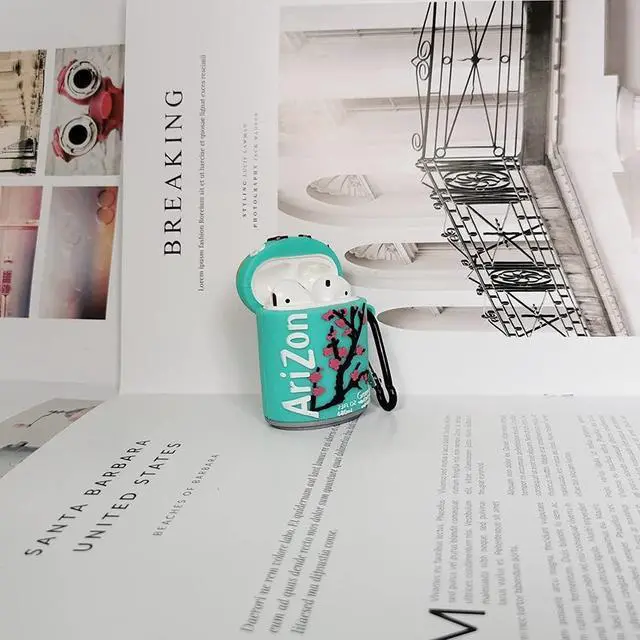 Alt view image 3 of 6 - Soft Silicone Case with Keychain for Apple AirPod 1 2 3 Pro Drink Design 3D Cartoon Cool Creative Unique Cute Fashion Unisex Kids Boys Girls