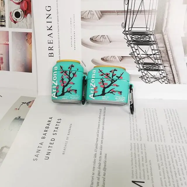 Alt view image 4 of 6 - Soft Silicone Case with Keychain for Apple AirPod 1 2 3 Pro Drink Design 3D Cartoon Cool Creative Unique Cute Fashion Unisex Kids Boys Girls