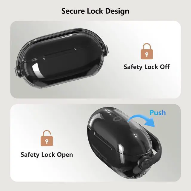 Alt view image 2 of 7 - Secure Lock for Beats Solo Buds Case Clear,Cute Headphone Style Design for Beats Solo Buds Cover,Shockproof Soft TPU Skin for Beat Solo Case with Carabiner&Cleaning Pen Women Girl-Black
