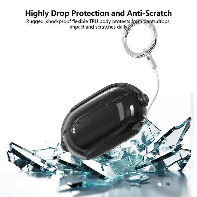 Alt view image 4 of 7 - Secure Lock for Beats Solo Buds Case Clear,Cute Headphone Style Design for Beats Solo Buds Cover,Shockproof Soft TPU Skin for Beat Solo Case with Carabiner&Cleaning Pen Women Girl-Black