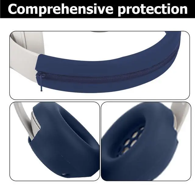 Alt view image 4 of 7 - Studio Pro Silicone 2-in-1 Sweat Case Cover Set with Anti-Scratch Ear Pad Covers & Zipper Headband Cover Compatible with Beats Studio Pro Wireless HeadphonesBlue
