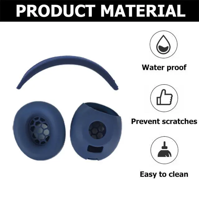 Alt view image 3 of 7 - Studio Pro Silicone 2-in-1 Sweat Case Cover Set with Anti-Scratch Ear Pad Covers & Zipper Headband Cover Compatible with Beats Studio Pro Wireless HeadphonesBlue