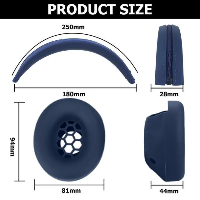 Alt view image 5 of 7 - Studio Pro Silicone 2-in-1 Sweat Case Cover Set with Anti-Scratch Ear Pad Covers & Zipper Headband Cover Compatible with Beats Studio Pro Wireless HeadphonesBlue