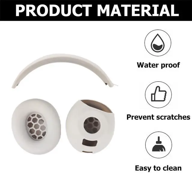 Alt view image 3 of 7 - Studio Pro Silicone 2-in-1 Sweat Case Cover Set with Anti-Scratch Ear Pad Covers & Zipper Headband Cover Compatible with Beats Studio Pro Wireless HeadphonesOff White