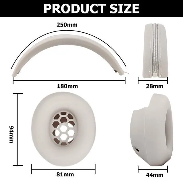 Alt view image 5 of 7 - Studio Pro Silicone 2-in-1 Sweat Case Cover Set with Anti-Scratch Ear Pad Covers & Zipper Headband Cover Compatible with Beats Studio Pro Wireless HeadphonesOff White