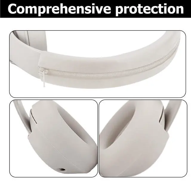 Alt view image 4 of 7 - Studio Pro Silicone 2-in-1 Sweat Case Cover Set with Anti-Scratch Ear Pad Covers & Zipper Headband Cover Compatible with Beats Studio Pro Wireless HeadphonesOff White