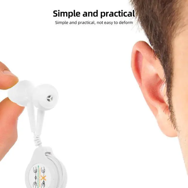 Alt view image 5 of 7 - 3 Pack Retractable Earbuds: Tangle-Free Wired in-Ear Earphones with 3.5mm Jack, Portable Stereo Headphones for Travel School Tablets, White
