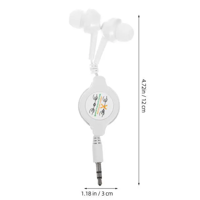 Alt view image 4 of 7 - 3 Pack Retractable Earbuds: Tangle-Free Wired in-Ear Earphones with 3.5mm Jack, Portable Stereo Headphones for Travel School Tablets, White