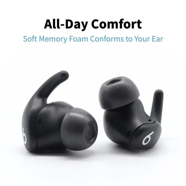 Alt view image 3 of 7 - TW-180-A TrueGrip MAX Memory Foam Ear Tips | For Samsung Galaxy Buds FE & Beats Powerbeats Fit, Ultimate Comfort, Superior Noise Isolation, Black S/M/L (3 Pairs)