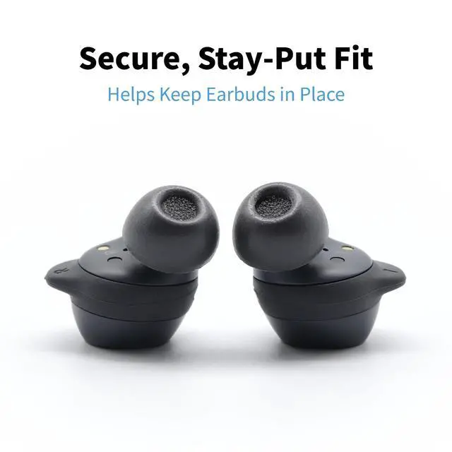Alt view image 4 of 7 - TW-180-A TrueGrip MAX Memory Foam Ear Tips | For Samsung Galaxy Buds FE & Beats Powerbeats Fit, Ultimate Comfort, Superior Noise Isolation, Black S/M/L (3 Pairs)