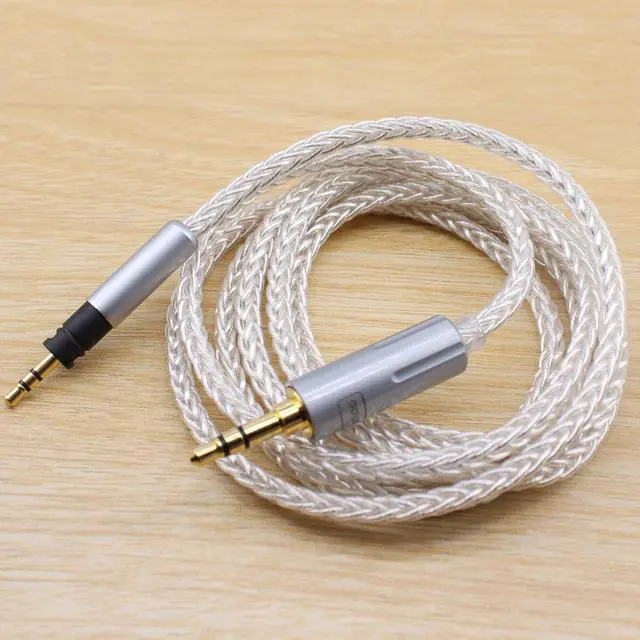 Alt view image 2 of 5 - 3.5mm Replacement Audio Upgrade Cable Compatible with Sennheiser Momentum 2.0 Momentum 3 HD1 Headphones Silver Plated Copper 8 Core Braided Cord 4ft/1.2m