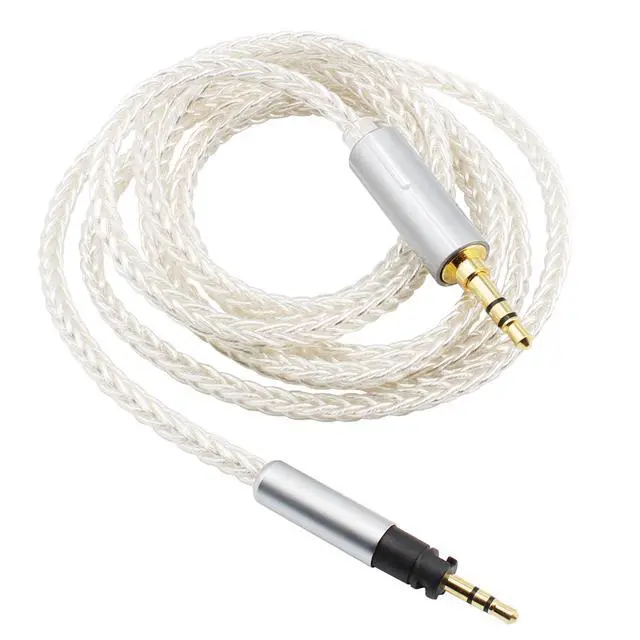 Alt view image 3 of 5 - 3.5mm Replacement Audio Upgrade Cable Compatible with Sennheiser Momentum 2.0 Momentum 3 HD1 Headphones Silver Plated Copper 8 Core Braided Cord 4ft/1.2m