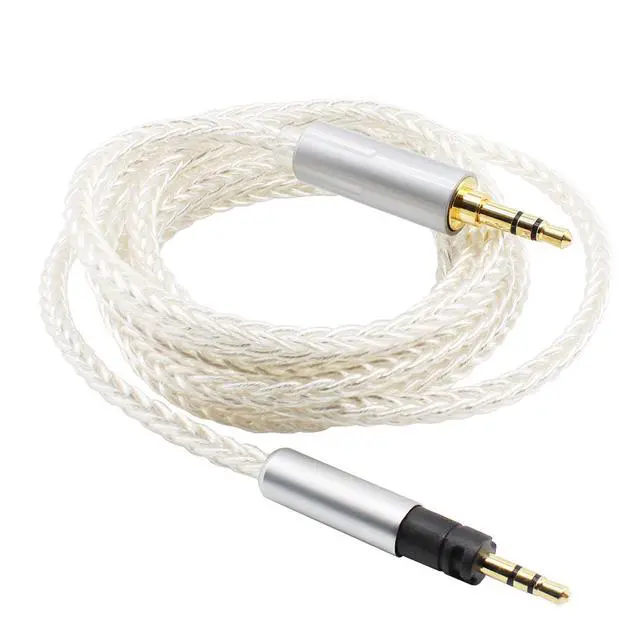 Alt view image 4 of 5 - 3.5mm Replacement Audio Upgrade Cable Compatible with Sennheiser Momentum 2.0 Momentum 3 HD1 Headphones Silver Plated Copper 8 Core Braided Cord 4ft/1.2m