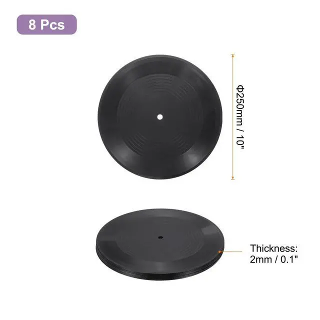 Alt view image 2 of 6 - 8pcs Blank Vinyl Records, 10 Inch, PVC, Black, Vintage, Fake Record Decoration for Wall, Music Themed Parties
