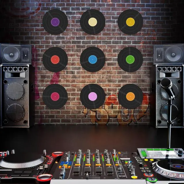 Alt view image 4 of 6 - 8pcs Blank Vinyl Records, 10 Inch, PVC, Black, Vintage, Fake Record Decoration for Wall, Music Themed Parties