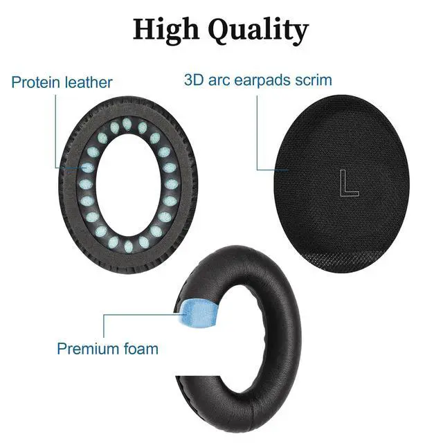 Alt view image 3 of 6 - Ear Pads for Bose Quietcomfort Ultra - Replacement Earpads for Bose QC Ultra Wireless Noise Cancelling Headphones, Durable Ear Cups Accessories, Upgraded Memory Foam & Softer Protein Leather (Black)