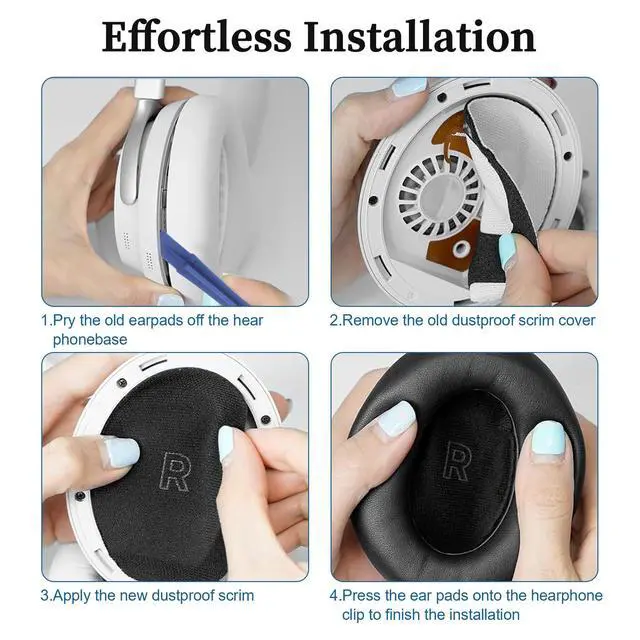 Alt view image 5 of 6 - Ear Pads for Bose Quietcomfort Ultra - Replacement Earpads for Bose QC Ultra Wireless Noise Cancelling Headphones, Durable Ear Cups Accessories, Upgraded Memory Foam & Softer Protein Leather (Black)