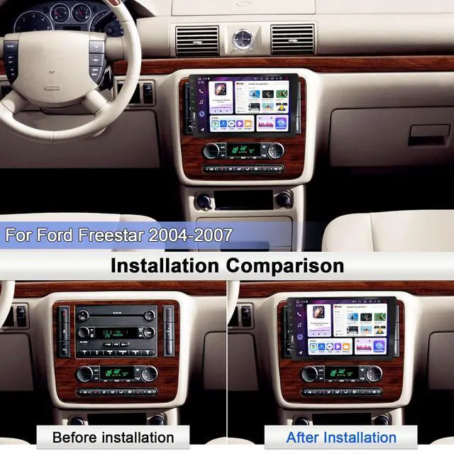 Alt view image 2 of 7 - Single DIN Car Stereo Radio for Ford Freestar 2004-2007 9" Touch Screen | Wireless CarPlay & Android Auto,HD Touchscreen,1 Din Car Audio Receivers Bluetooth SWC FM AM EQ USB Back Camera Mirror Link