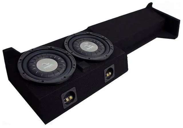 Main image of Loaded Dual 10" Sub Box F104 Fits Nissan Frontier Crew Cab | Complete bass upgrade, custom truck subwoofer enclosure, matched drivers and power, simple wiring hookup, 10 inch size