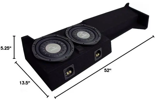 Alt view image 4 of 4 - Loaded Dual 10" Sub Box F104 Fits Nissan Frontier Crew Cab | Complete bass upgrade, custom truck subwoofer enclosure, matched drivers and power, simple wiring hookup, 10 inch size