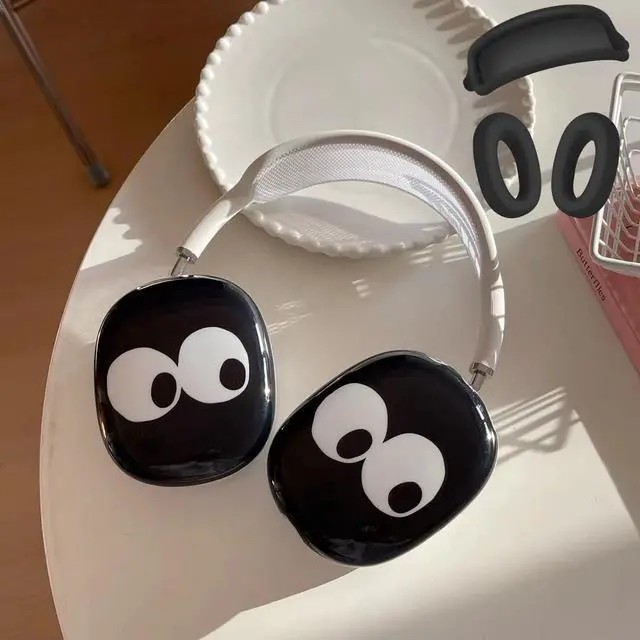 Main image of Cartoon Case for AirPods Max Cover - 3 in 1 Cute Funny Headphones Case for AirPods Max Ear Cups Protector Cover Accessories Set Kit with Sweat-Proof Silicone Ear Pad/Headband (Black)