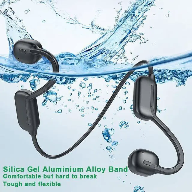 Alt view image 6 of 6 - Swimming Headphones True Bone Conduction Open Ear Headset MP3 Player Built-in 32G Memory IP68 Underwater Waterproof Stereo Bluetooth Earphone for Driving Bicycling Running Skiing-Orange