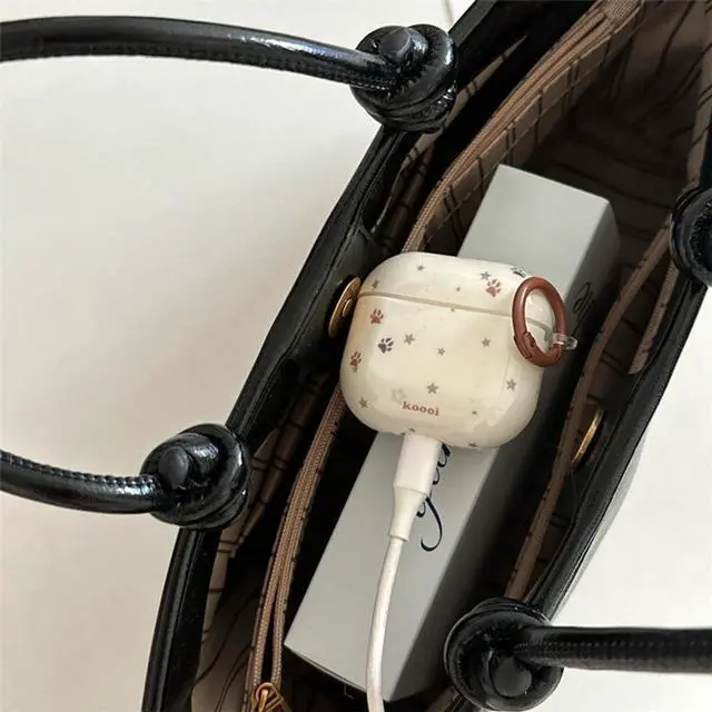 Alt view image 5 of 6 - for AirPods Pro 3 Cute Paw Case with Cleaner Kit | Kawaii Star Design with Lovely Star Pearl Chain Protective Cover Compatible with AirPods Pro 3 for Girls Women