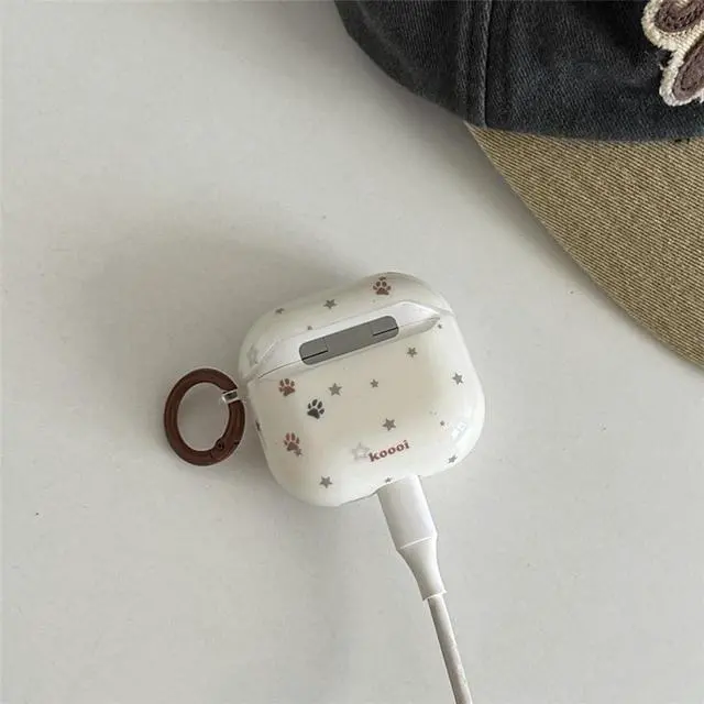 Alt view image 6 of 6 - for AirPods Pro 3 Cute Paw Case with Cleaner Kit | Kawaii Star Design with Lovely Star Pearl Chain Protective Cover Compatible with AirPods Pro 3 for Girls Women