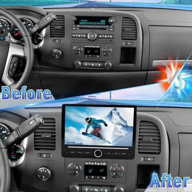 Alt view image 6 of 7 - Car Radio for Chevy Silverado Tahoe GMC Sierra Yukon 2007-2014 | Android 14 4G+64G 10" Touch Screen Car Stereo with Wireless Carplay Android Auto GPS WiFi Mic Backup Camera