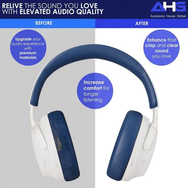 Alt view image 4 of 7 - AHG QuietComfort Ultra Ear Pads Replacement Cushion Compatible with Bose Quiet Comfort Ultra (QC Ultra) Noise Cancelling Headphones (Lunar Blue) Easy DIY Fit | Extra Thick | Premium Materials