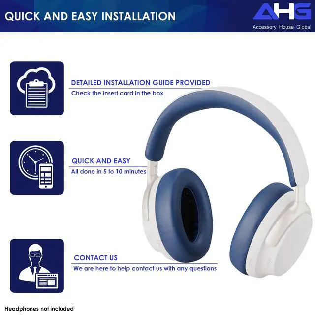 Alt view image 6 of 7 - AHG QuietComfort Ultra Ear Pads Replacement Cushion Compatible with Bose Quiet Comfort Ultra (QC Ultra) Noise Cancelling Headphones (Lunar Blue) Easy DIY Fit | Extra Thick | Premium Materials
