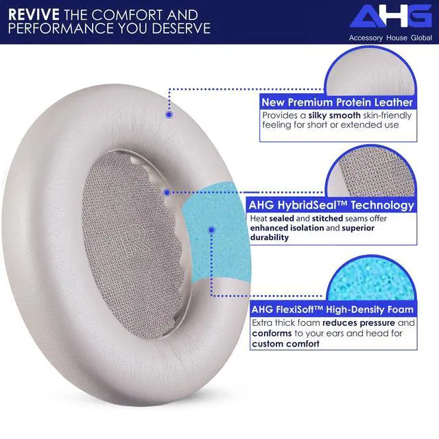 Alt view image 2 of 6 - quietcomfort Ultra Ear Pads Cushion Compatible with Bose QuietComfort Ultra (QC Ultra) Noise Cancelling Headphones (Sandstone). Premium PU Leather | Extra Thick | Durable