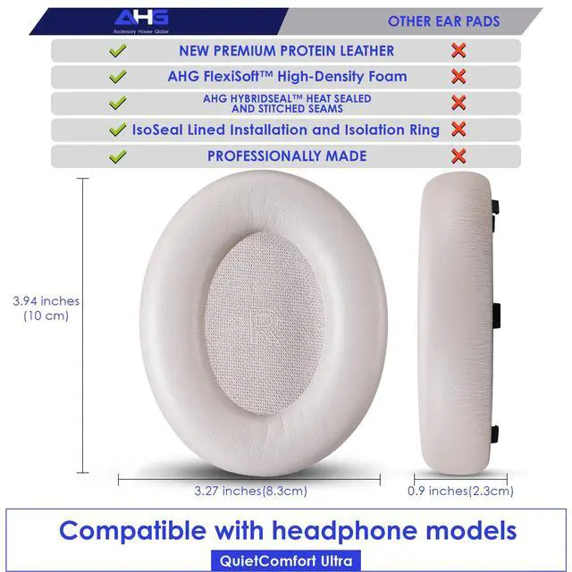 Alt view image 3 of 6 - quietcomfort Ultra Ear Pads Cushion Compatible with Bose QuietComfort Ultra (QC Ultra) Noise Cancelling Headphones (Sandstone). Premium PU Leather | Extra Thick | Durable